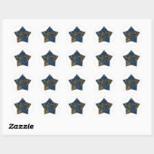 Dark Royal Blue und Gold Marmor Texture auf Star Runder Aufkleber (Blatt)