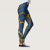 Dark Royal Blue und Gold Marmor Texture Design Leggings (Rechts)