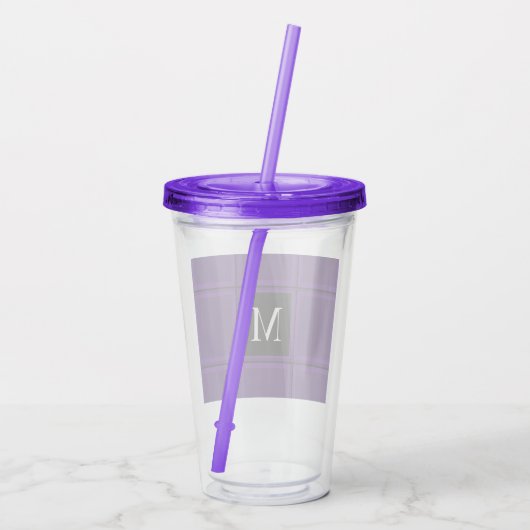 Dark Royal Lila Striped Custom Single Initial Acryltrinkbecher (Rückseite)