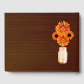 Dark Rustic Orange Floral Mason Jar Wedding Gästebuch (Rückseite)