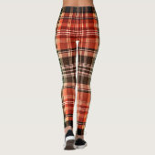 Dark Rustic Orange Green Brown Tartan Plaid Leggings (Rückseite)