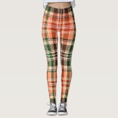 Dark Rustic Orange Green Brown Tartan Plaid Leggings (Vorderseite)