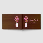 Dark Rustic Pink Floral Mason Jar Wedding Gästebuch (Voll)