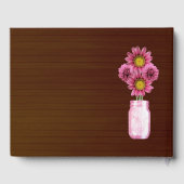 Dark Rustic Pink Floral Mason Jar Wedding Gästebuch (Rückseite)
