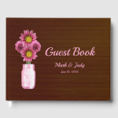 Dark Rustic Pink Floral Mason Jar Wedding Gästebuch (Vorderseite)