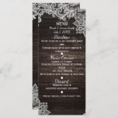 Dark Rustic Wood & Elegante Lace Wedding Menu Menükarte (Vorne/Hinten)
