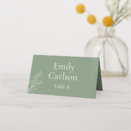 Dark Sage Green Botanical Place Card Platzkarte