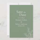 Dark Sage Green Botanical Save the Date Einladung (Vorderseite)