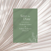 Dark Sage Green Botanical Save the Date Einladung
