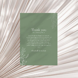 Dark Sage Green Botanical Thank You Card Dankeskarte