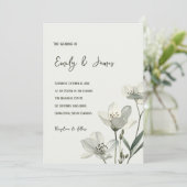 Dark Sage Green Botanical Wedding Einladung (Stehend Vorderseite)