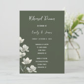 Dark Sage Green Botanical Wedding Einladung (Stehend Vorderseite)
