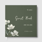 Dark Sage Green Botanical Wedding Gästebuch (Vorderseite)
