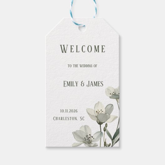 Dark Sage Green Botanical Wedding Geschenkanhänger (Vorderseite)