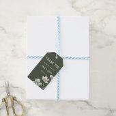 Dark Sage Green Botanical Wedding Geschenkanhänger (Mit Garn)