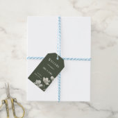 Dark Sage Green Botanical Wedding Geschenkanhänger (Mit Garn)
