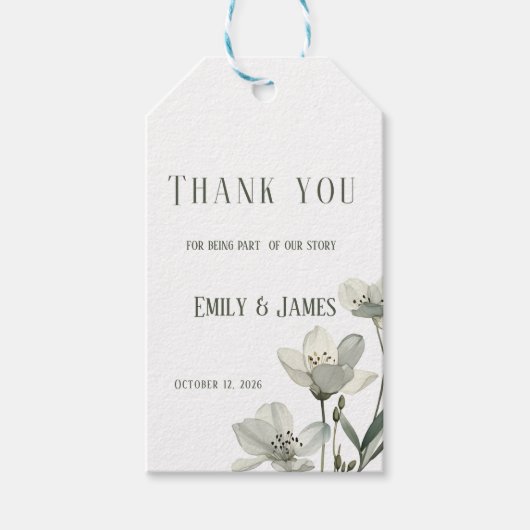 Dark Sage Green Botanical Wedding Geschenkanhänger (Vorderseite)