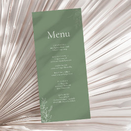 Dark Sage Green Botanical Wedding Menu Menükarte