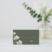 Dark Sage Green Botanical Wedding Platzkarte (Stehend Vorderseite)