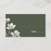 Dark Sage Green Botanical Wedding Platzkarte (Vorderseite)