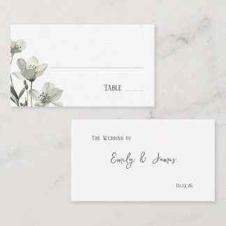 Dark Sage Green Botanical Wedding Platzkarte