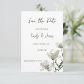 Dark Sage Green Botanical Wedding Save The Date (Stehend Vorderseite)