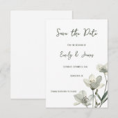 Dark Sage Green Botanical Wedding Save The Date (Vorne/Hinten)