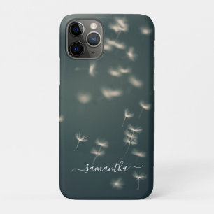 Dark Sage Green Dandelion White Script Name Case-M Case-Mate iPhone Hülle