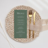 Dark Sage Green Modernes Minimalistisches Hochzeit Menükarte