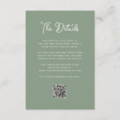Dark Sage Green Wedding Guest Details QR Code Begleitkarte (Vorderseite)
