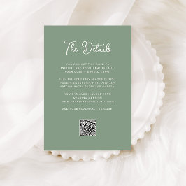 Dark Sage Green Wedding Guest Details QR Code Begleitkarte
