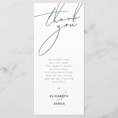 Dark Sage Minimalistisch Wedding Danke Platzkarte Menükarte (Vorderseite)