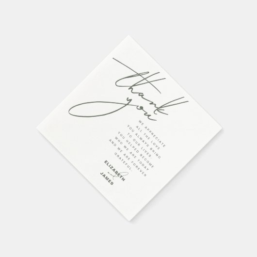 Dark Sage Simple Minimalistisch Wedding Danke Serviette (Ecke)