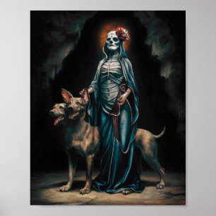 Dark Santa Muerte mit zwei geheuerten Dog Poster