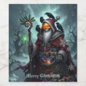 Dark Santa of Shadows – Gothic Christmas Skeleton Weinetikett (Einzelnes Label)