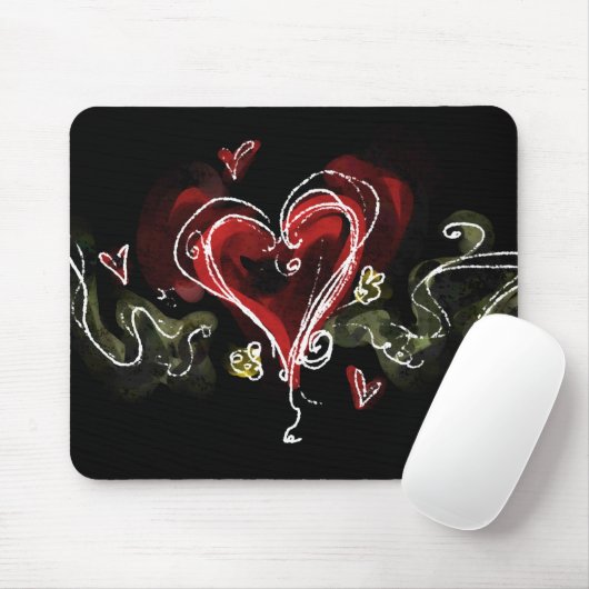 Dark Scribbly Heart Mousepad (Mit Mouse)