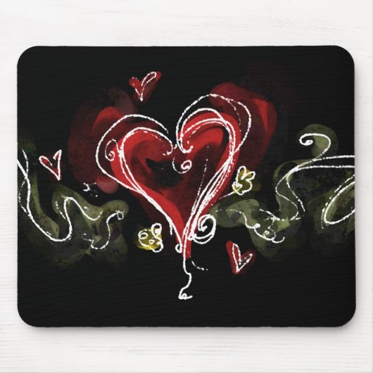Dark Scribbly Heart Mousepad (Vorne)