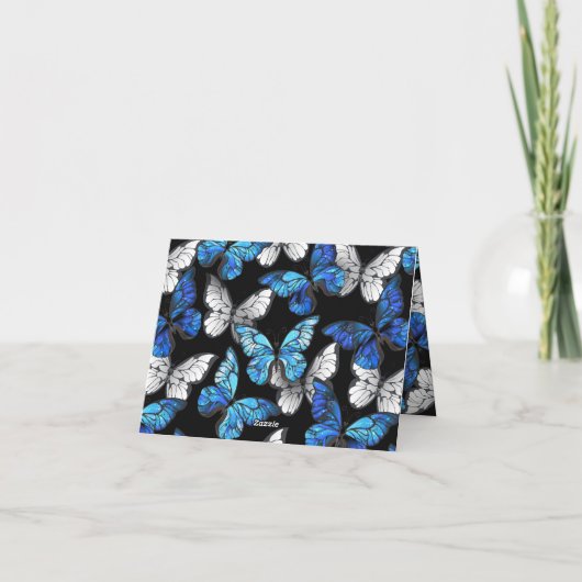 Dark Seamless Pattern with Blue Butterflies Morpho Ankündigung (Rückseite)