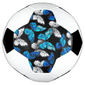 Dark Seamless Pattern with Blue Butterflies Morpho Fußball (Gedreht)