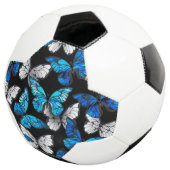 Dark Seamless Pattern with Blue Butterflies Morpho Fußball (Dreiviertel)