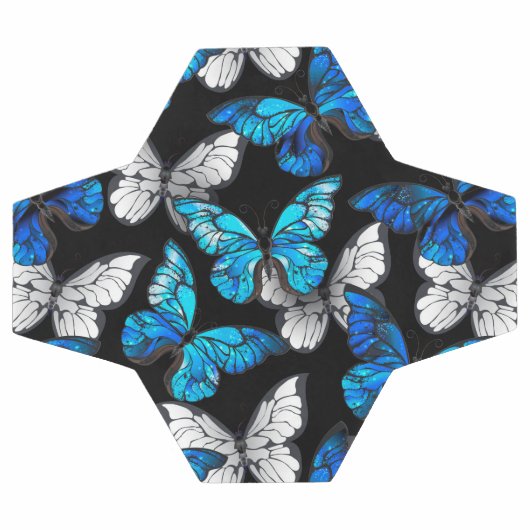 Dark Seamless Pattern with Blue Butterflies Morpho Fußball (Flach)