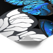 Dark Seamless Pattern with Blue Butterflies Morpho Poster (Ecke)
