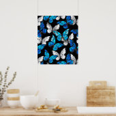 Dark Seamless Pattern with Blue Butterflies Morpho Poster (Küche)
