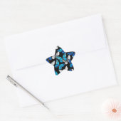 Dark Seamless Pattern with Blue Butterflies Morpho Stern-Aufkleber (Umschlag)