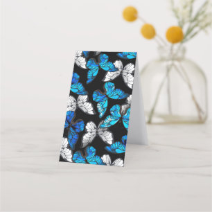 Dark Seamless Pattern with Blue Butterflies Morpho Terminkarte