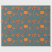 Dark Seamless Wrapping Paper: Pumpkin und Blätter Geschenkpapier (Flach)