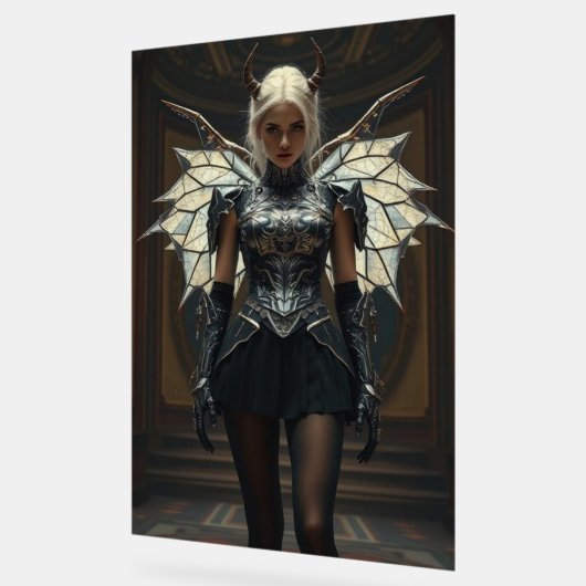 Dark Seraphim Queen – Fantasy Gothic Warrior Angel Acrylschild (Winkel)