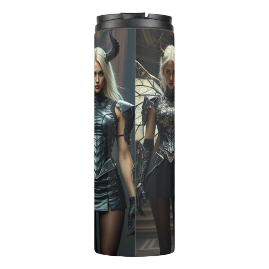 Dark Seraphim Queen – Fantasy Gothic Warrior Angel Thermosbecher (Rückseite)
