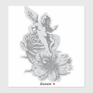 Dark Seraphim und Blume Aufkleber