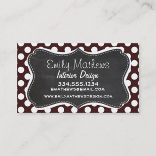 Dark Sienna Polka Dots; Retro Chalkboard Visitenkarte
